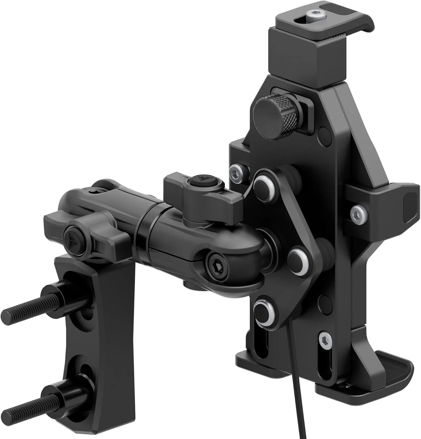 Tackform Aluminum Black Motorcycle Perch/Brake/Clutch Reservoir Adventure Phone Mount – Vibration Dampening and Wireless Charging | 3.5” Arm | Compatible with Harley-Davidson, Gold Wing, More