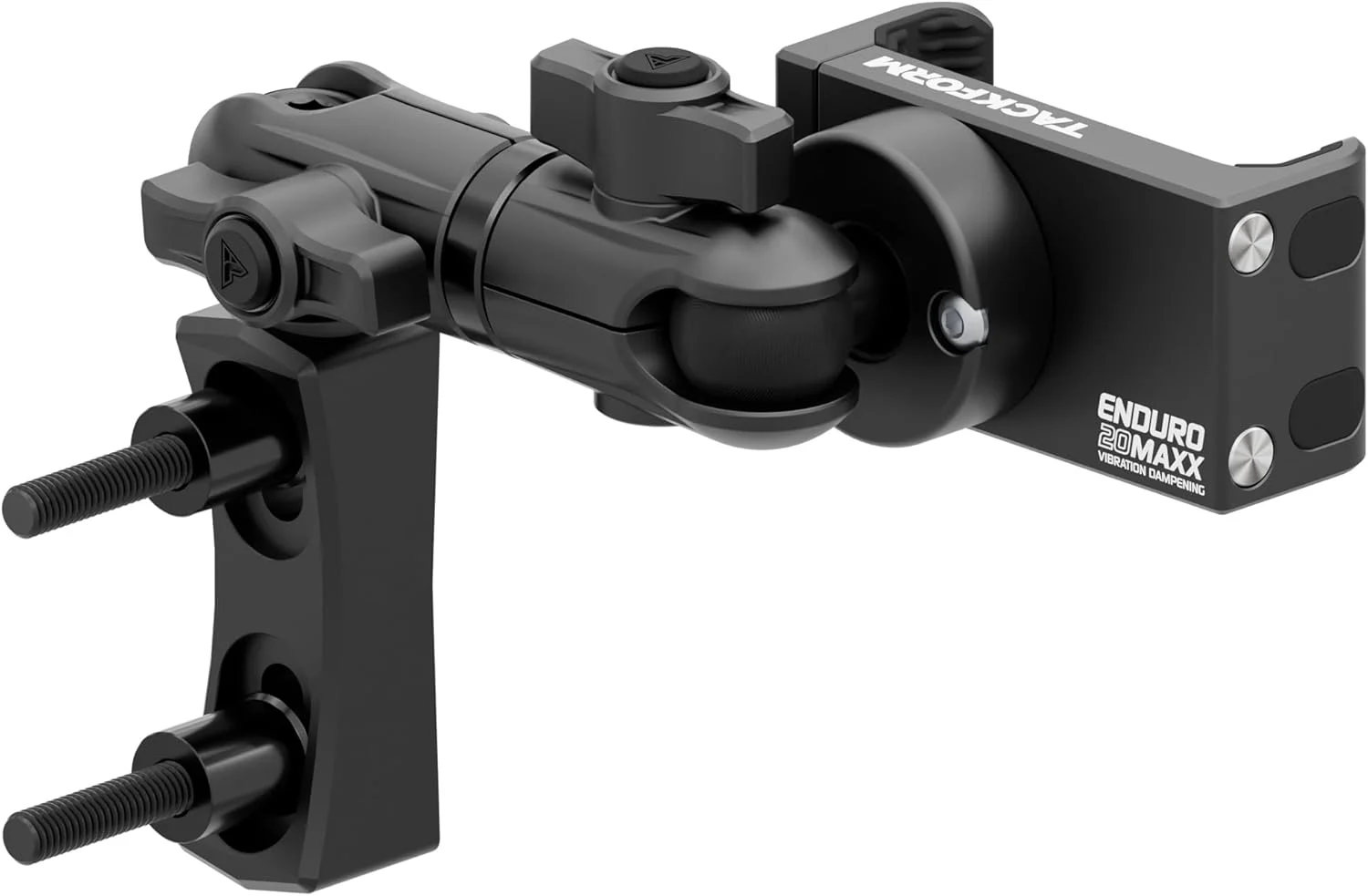 Tackform Black Motorcycle Perch/Brake/Clutch Reservoir Phone Mount – Vibration Dampening 20MAXX Spring Cradle | 3.5” Long Reach Arm | Aluminum | Compatible with Harley-Davidson, Gold Wing, More