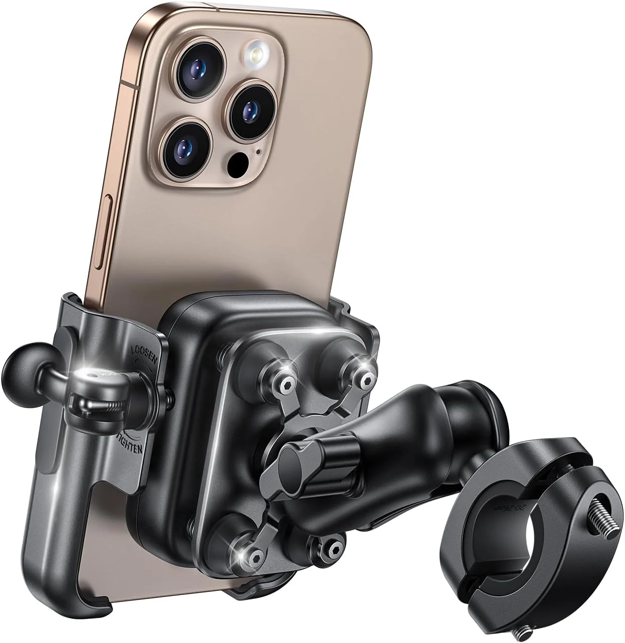 Lamicall Motorcycle Phone Mount Holder – [All Metal] [Anti Shake] [Extendable Arm] Bike Phone Holder Handlebar Clamp, Bicycle Cell Phone Mount, Gifts for iPhone 17 16 Pro Max, Galaxy, 4.7-7.2″ Phones