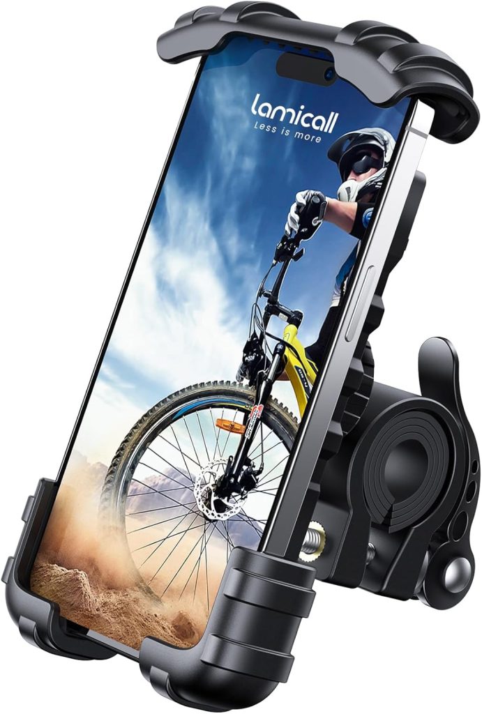 Lamicall Bike Phone Holder, Motorcycle Mount – Motorcycle Phone Holder, Handlebar Cell Phone Clamp, Scooter Phone Clip Gifts for iPhone 17 Air Pro Max, 16 15 Plus, S20, 4.7 to 6.8″ Smartphones