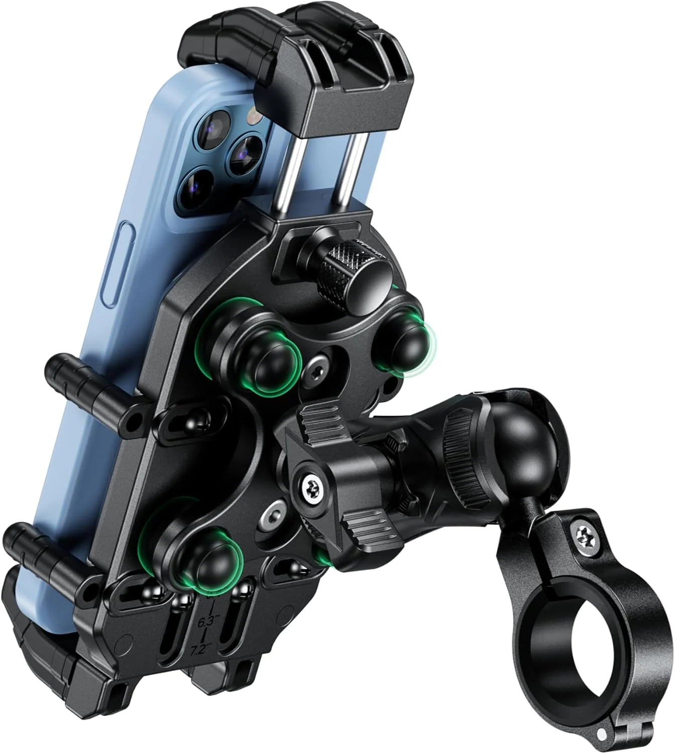 BRCOVAN Anti-Theft Motorcycle Phone Mount Holder with Vibration Dampener & High-Speed Secure Lock, Adjustable Size Handlebar Cellphone Cradle for Bike Bicycle Scooter ATV, Fit 5.4-7.2” Smartphone