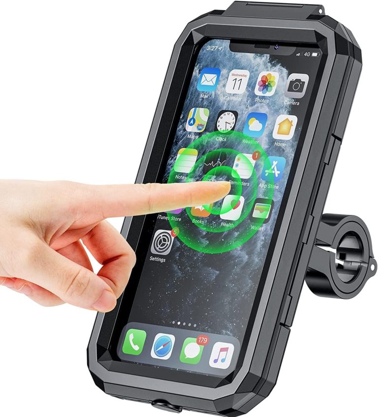 Kewig Bike Phone Mount Waterproof, Motorcycle Phone Mount with Aluminum Alloy Handlebar Mount Base & Touch-Screen, 360 Rotation Bike Phone Holder Suitable for 5.5” – 7.0” Cellphones
