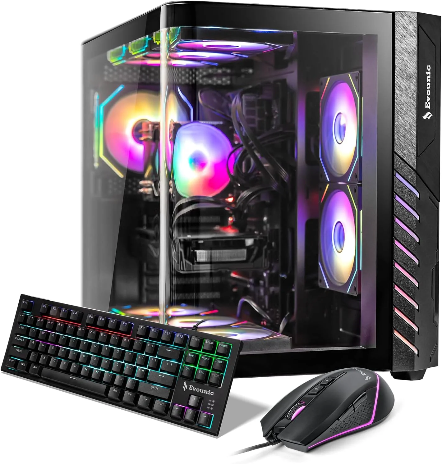 Gaming PC Computer Desktop – i7 Xeon E5 12-Cores up to 3.5 GHz, RX 580 8GB, 64GB RAM, 1TB NVMe SSD, Wi-Fi 6 & BT 5.4, 9× ARGB Cooling Fans, Windows 11 Pro, 650W PSU, Gaming & Streaming Tower