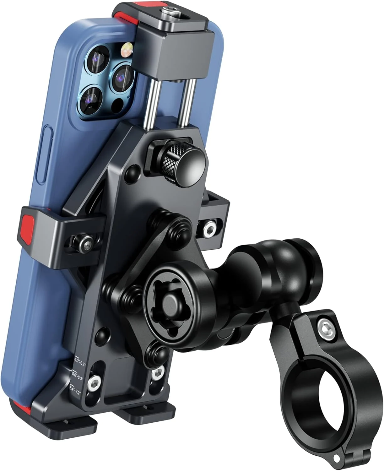 BRCOVAN Anti-Theft Aluminum Alloy Motorcycle Phone Mount with Vibration Dampener & High-Speed Secure Lock, Adjustable Bike Handlebar Cellphone Holder for Bicycle Scooter ATV, Fit 4.7-7.2” Smartphone