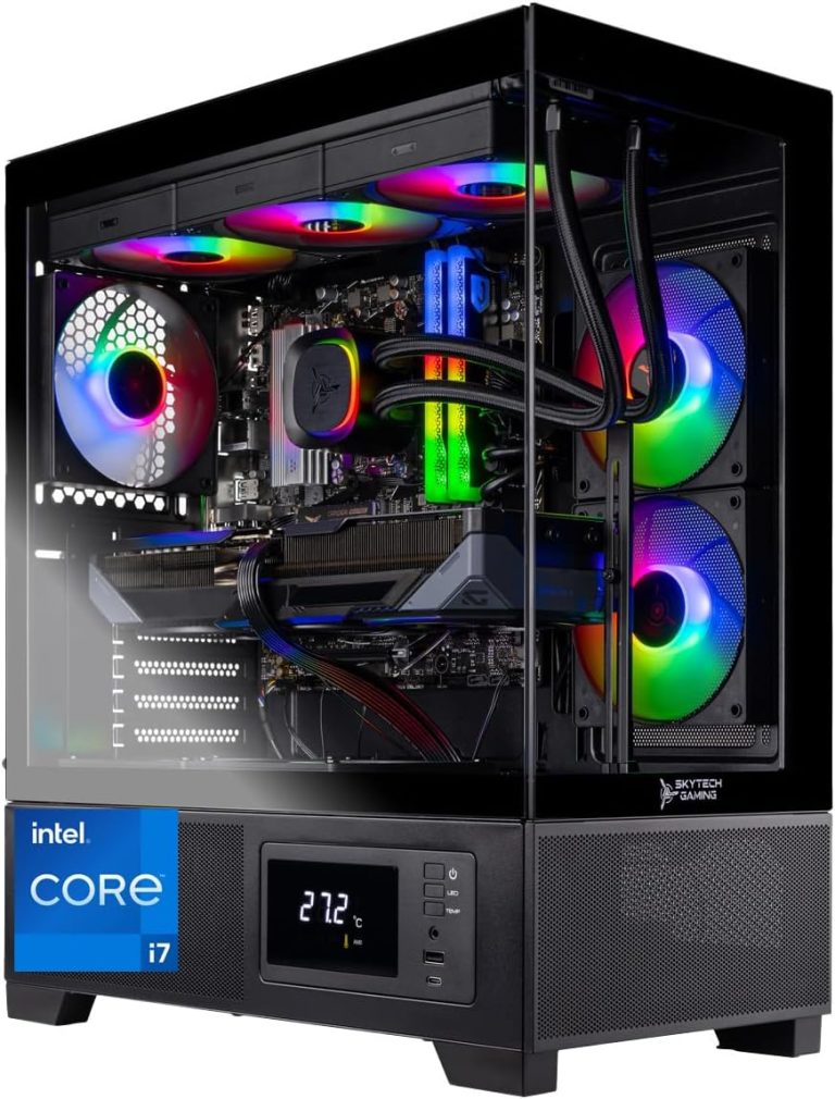 Skytech Gaming Azure 3 Plus Gaming PC, Intel i7 14700F 2.1GHz, NVIDIA RTX 5070 12GB, 2TB Gen4 NVMe SSD, 16GB DDR5 RAM 6000, 850W Gold ATX 3 PSU, 360 ARGB AIO, Wi-Fi, Win 11, Desktop