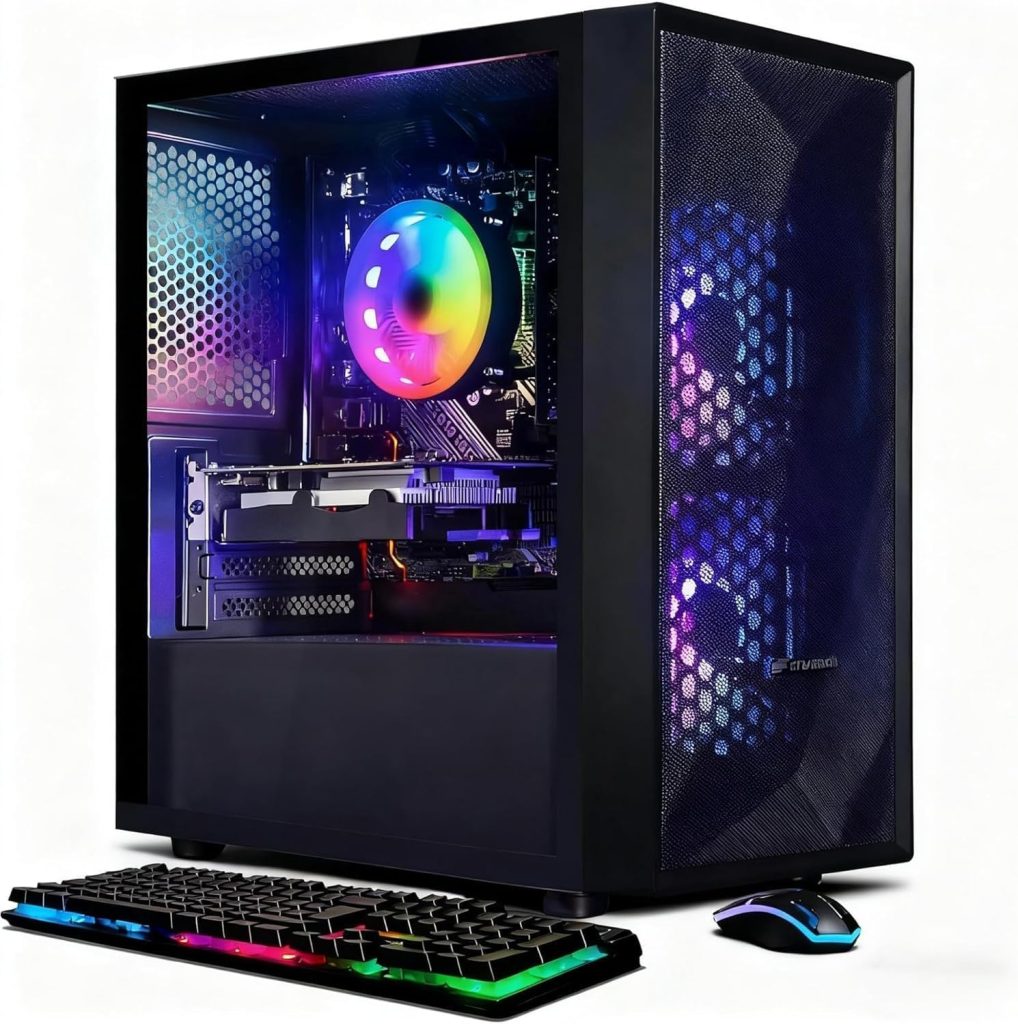 STGAubron Prebuilt Gaming PC Desktop, Radeon RX 550 4G, Intel Core i5 up to 3.6GHz, 16G RAM, 512G SSD, WiFi 6, BT 5.0, RGB Fan x2, Windows 11 Home