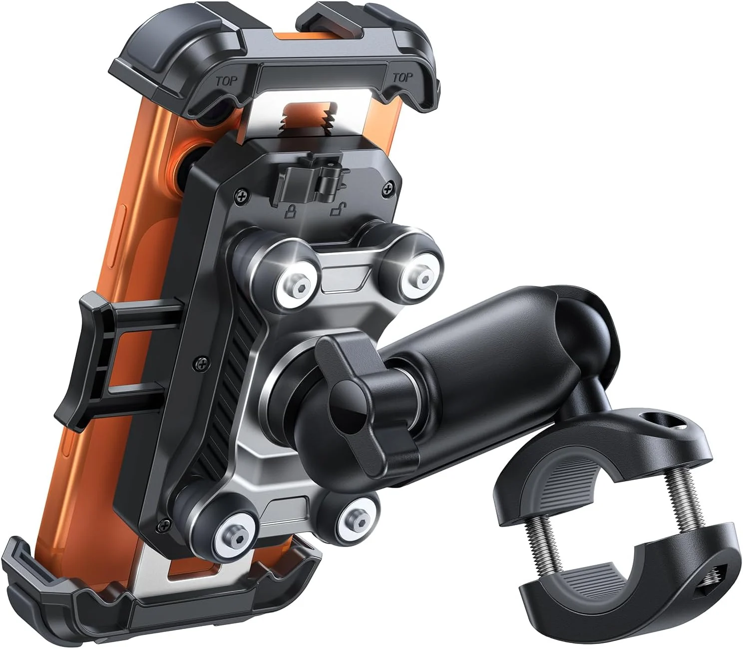 JOYROOM Motorcycle Phone Mount Holder – [Dual Vibration Dampener]150mph Anti-Shock Phone Holder for Motorcycle [Metal Extension Handlebar Clamp] Bicycle Bike Phone Holder Mount for 4.7-7″ Cell Phones