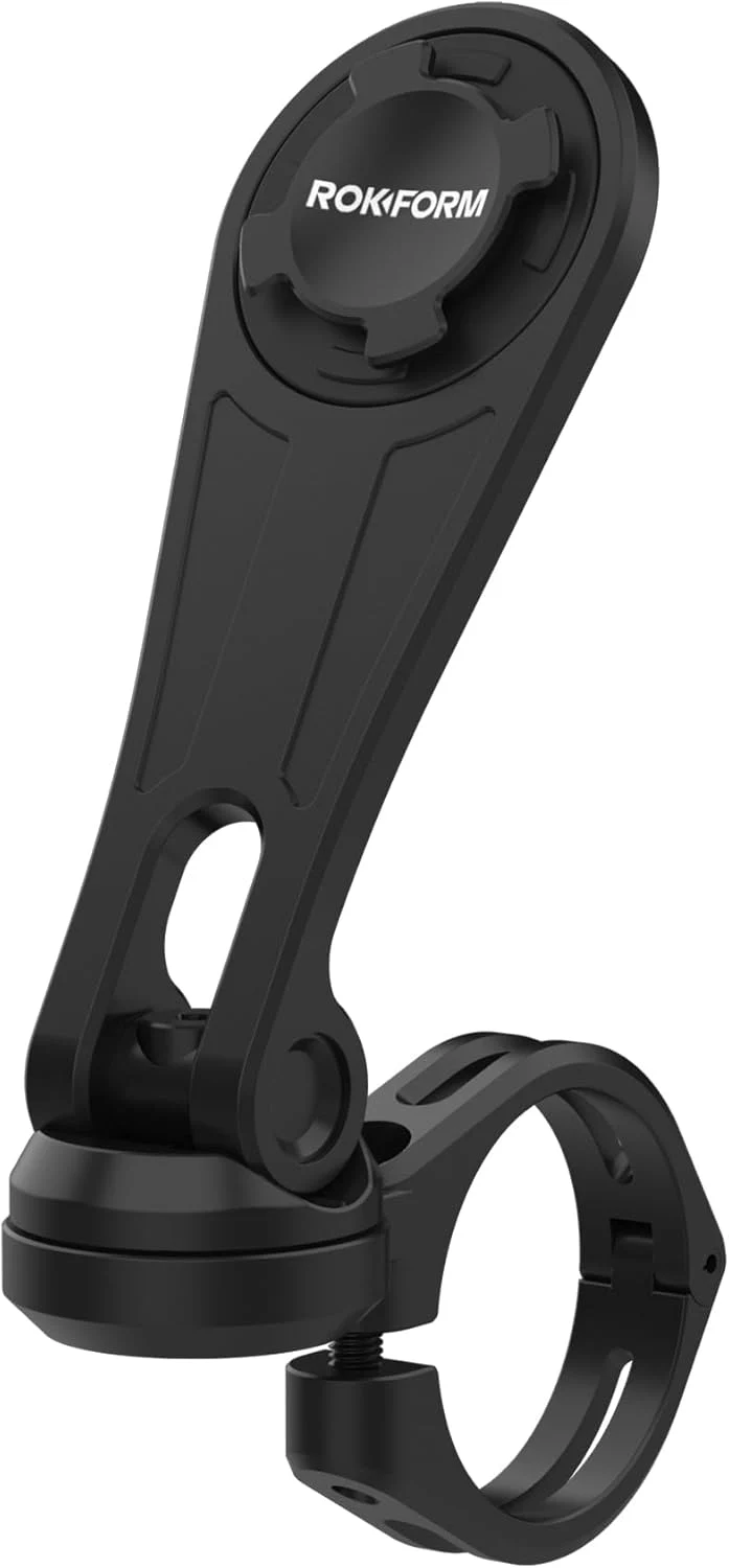 Rokform Motorcycle Handlebar Phone Mount, Version 2, Now mounts to Any Handlebar from 7/8″ – 1.5″ (22.mm – 38.1mm), Secure Phone via Twist Lock and Built-in Magnet Mount (Black)