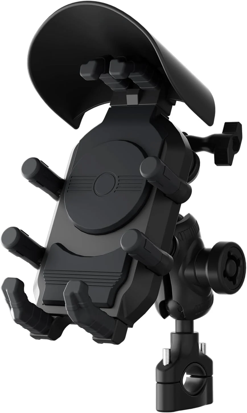 Universal Motorcycle Phone Holder, 8-Claw Heavy Duty Thick Phone Handlebar Mount for Electric Scooter/Bike/ATV, Compatible with iPhone 15/14/13 Pro Max, Samsung Galaxy S23/S22 Ultra, Gopro Camera