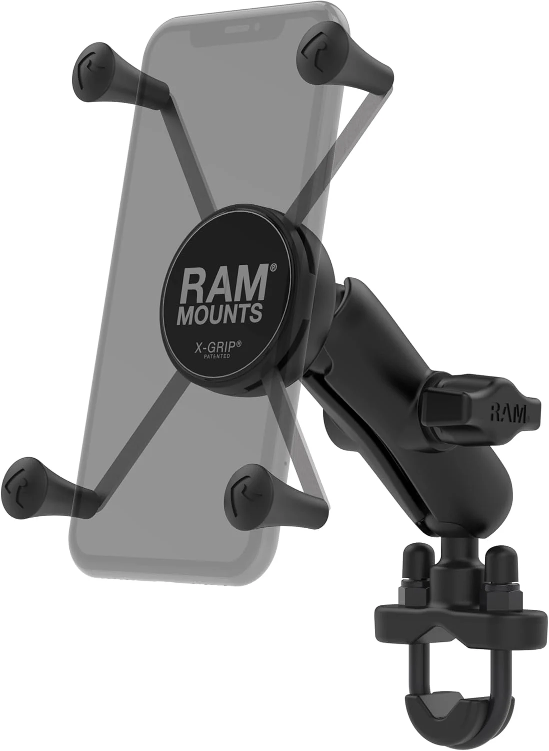 RAM MOUNTS X-Grip Large Motorcycle Phone Mount with Handlebar U-Bolt Base, Medium Arm, Universal Bike & ATV Smartphone Holder RAM-B-149Z-UN10U