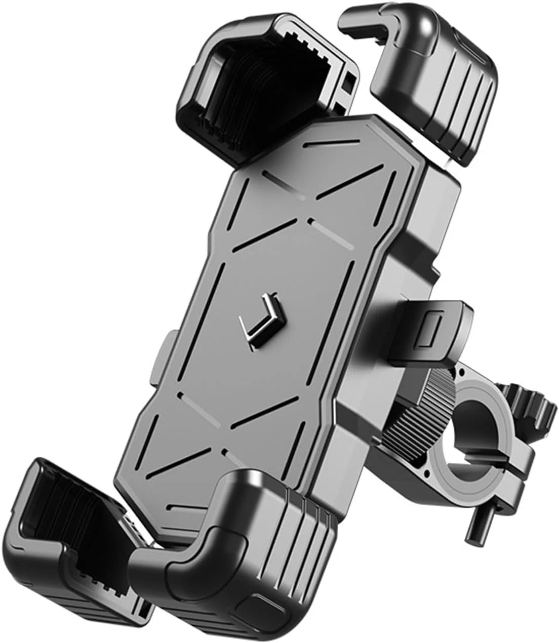 Motorcycle Phone Mount for Harley Davidson, Motorcycle Cell Phone Holder Handlebar Phone Mount 360° Rotatable Adjustable Shock Absorbing Phone Holder,A Black-Handlebar Style
