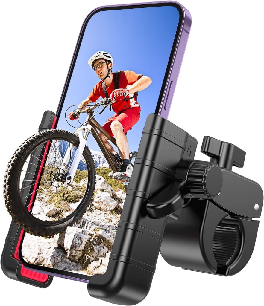 Bike Phone Mount Holder, [Camera Friendly] Motorcycle Phone Mount for Electric Scooter, Mountain, Dirt Bike and Motorcycle – 360° Rotate Suitable for iPhone & Android Smartphones from 4.5-7.0 inches