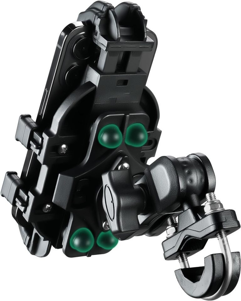 ROCKBROS Aluminum Motorcycle Bike Phone Mount with Vibration Dampener for 4.7”-7.1” Phones, Universal Handlebar Compatible with iPhone 16/15/14/13 Pro Max