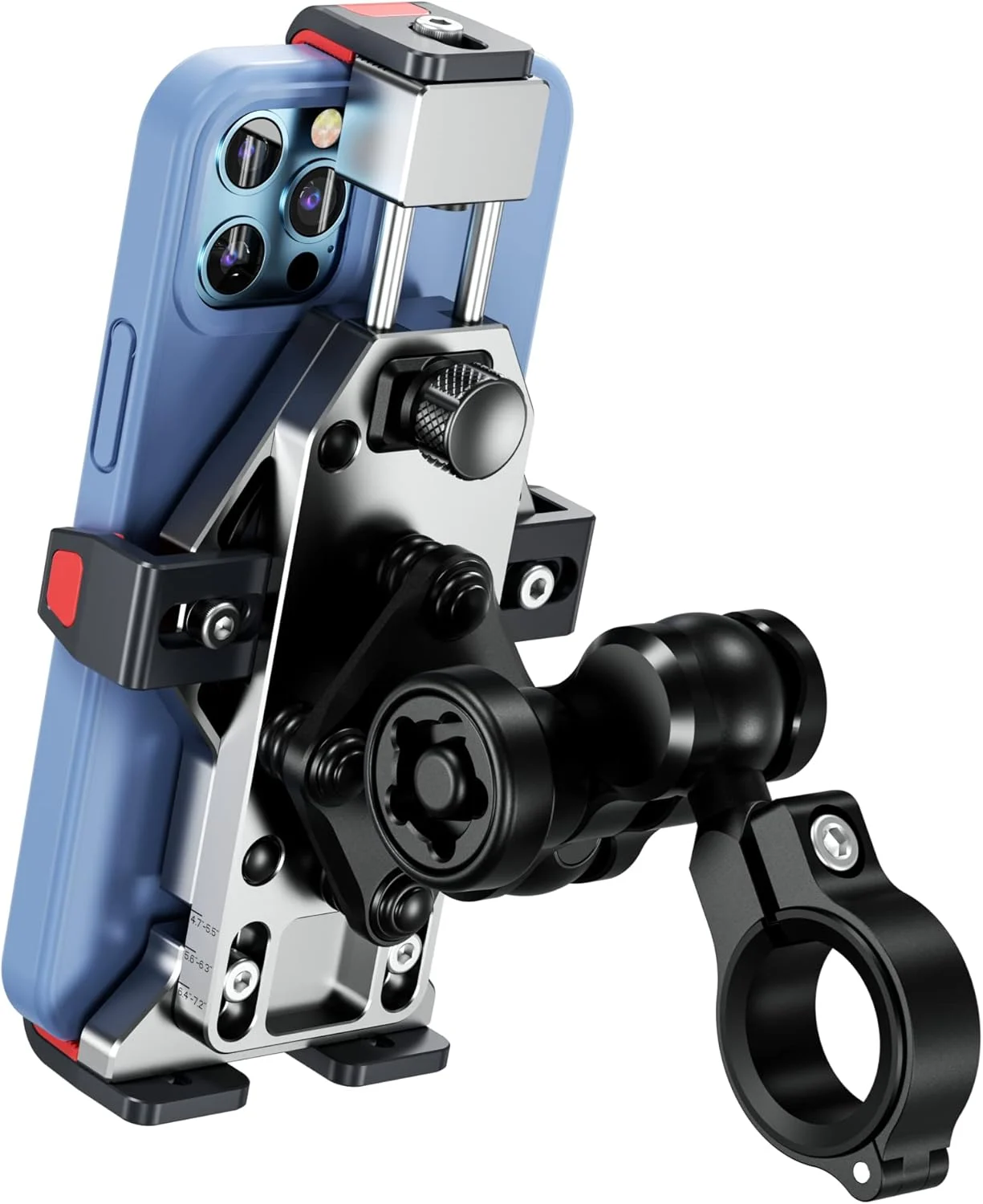 BRCOVAN Anti-Theft Aluminum Alloy Motorcycle Phone Mount with Vibration Dampener & Secure Lock, Adjustable Motorcycle Handlebar Cellphone Holder for Bike Bicycle Scooter ATV, Fit 4.7-7.2” Smartphone