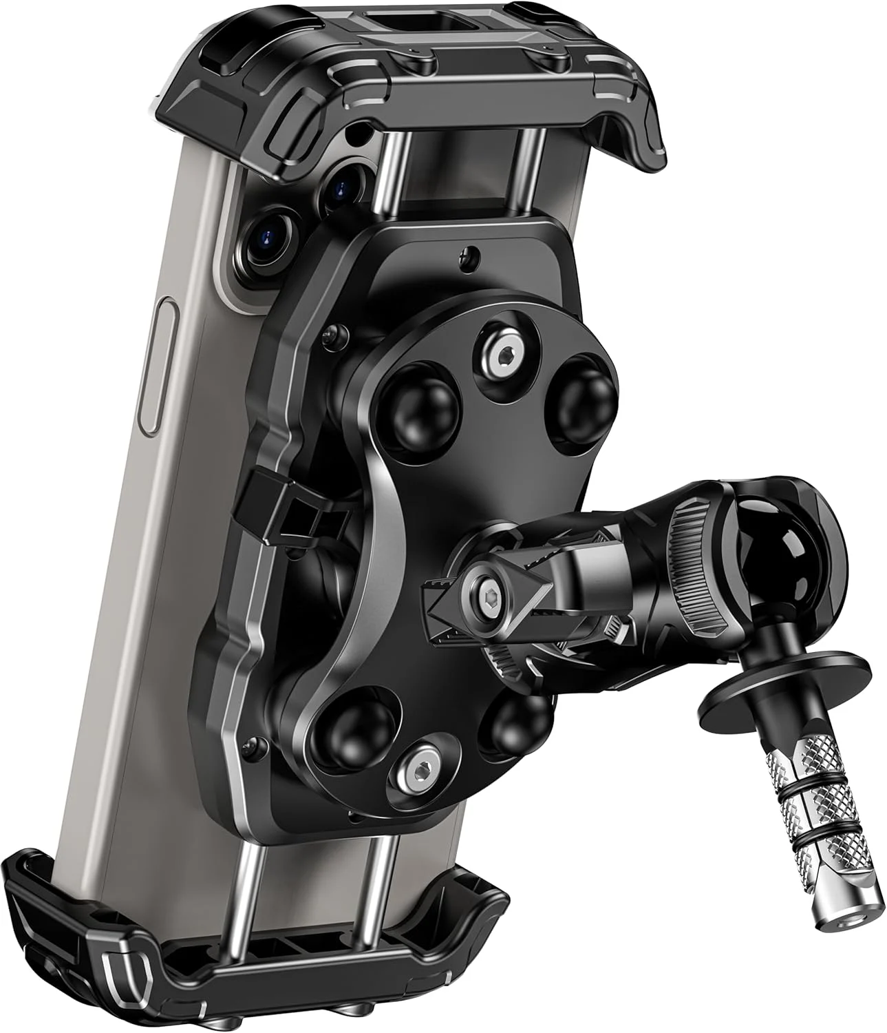 Kewig Motorcycle Fork Stem Phone Mount with Vibration Dampener, Adjustable Heavy Duty Motorcycle Phone Mount Holder Fit Stem Tube 12mm-25.4mm in Diameter, Compatibe with 5.4-7.2″ Cellphone
