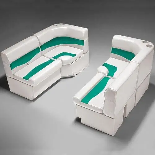 High quality marine vinyl seat on a pontoon boat showing long-term durability.